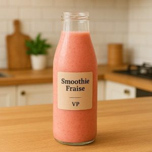 Bouteille en verre 750 ml ‘Fraîcheur’, bague : TO 48 Blanc smoothie