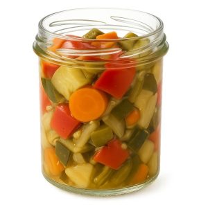 Pot verre conique bague protégée 82TO 350 mL Verre Blanc Conique remplis legume