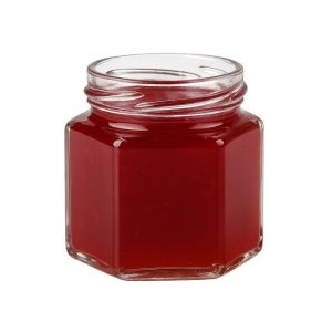 Pot verre hexagonal bague 53TO 105 mL Verre Blanc Hexagonale remplis gelée