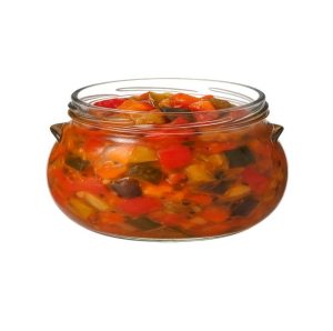 Pot verre à anses bague 82TO 228 mL Verre Blanc Marmite remplis ratatouille